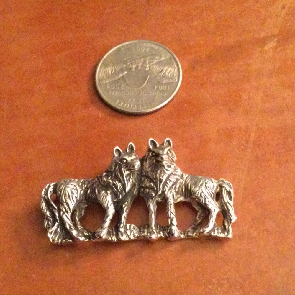 Native American Sterling Wolf Pair Pendant